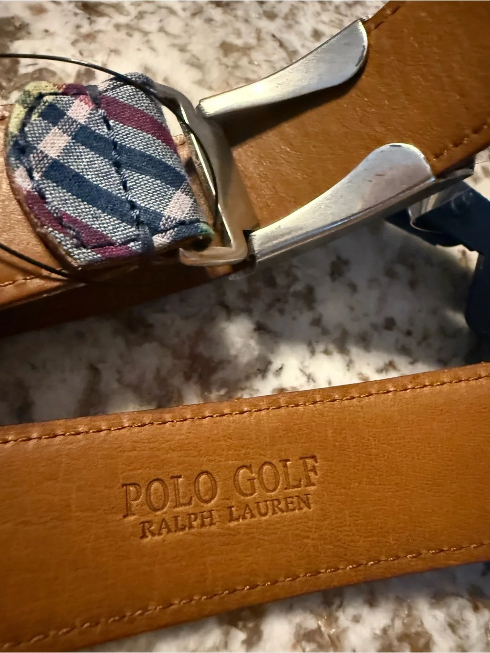 Polo Golf Ralph Lauren Men's Plaid Golf Belt Size 42 NWT Multicolor Leather